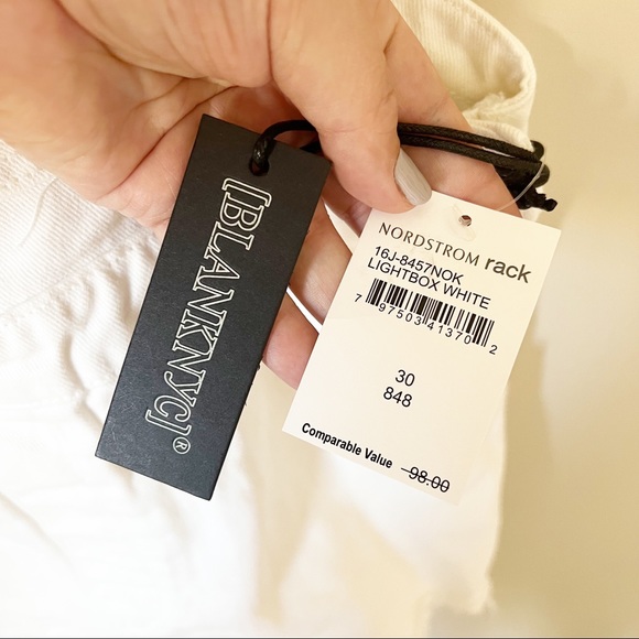 BLANKNYC White Raw Hem Denim Shortalls Lightbox White 30 10 NWT - Picture 7 of 16